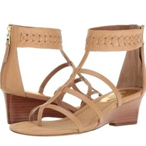 Boho Ralph Lauren Meira Wedge Gladiator Sandals Size 7.5 Braided Light Tan